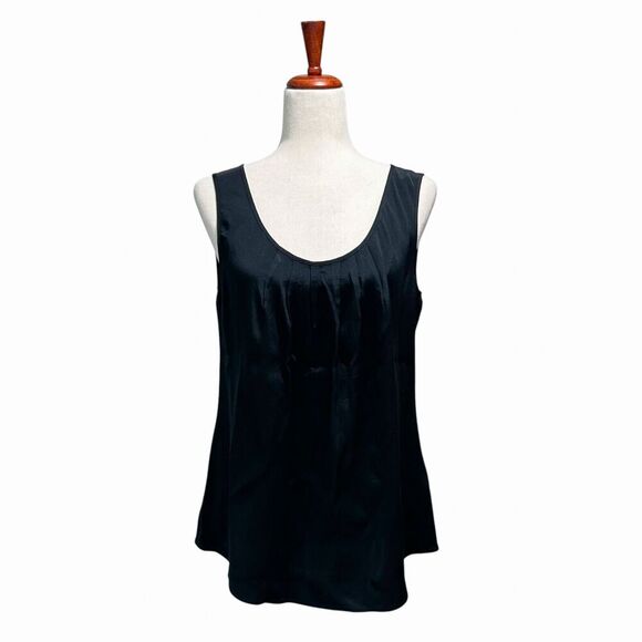 Escada Blouse Size 44 Black Pleated‎ Sleeveless Scoopneck Top Dressy Classic - Picture 1 of 9